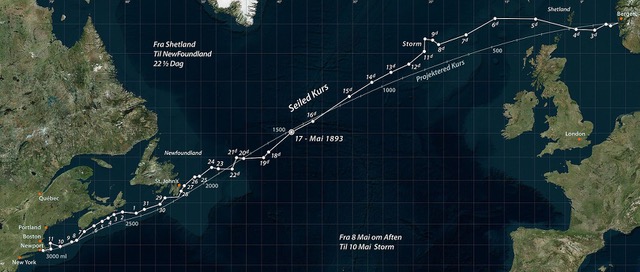 "Viking's" voyage from Norway to America. (Source: Wikipedia)